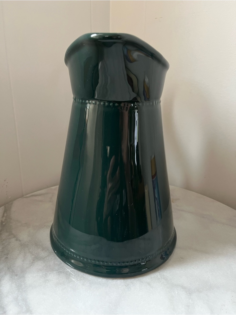 Vintage Martha Stewart Beaded Trim Forest Green Ceramic Pitcher Dark Farmhouse - Picture 5 of 10